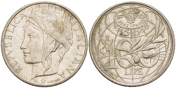 ИТАЛИЯ 100 ЛИР 1995 R, FAO KM 180 медно-никель 4529-143