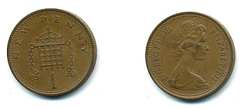 Великобритания 1 пенни 1971 Елизавета II (1952-2022) KM 915, Spink 4237 (B1) бронза 4110-716