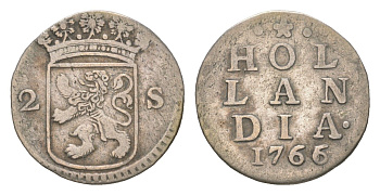Нидерланды, Голландская Республика 2 стювера 1766 KM 48 серебро 4623-719
