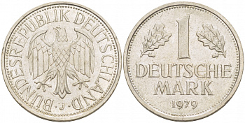 ФРГ 1 МАРКА 1979 J KM 110 медно-никель 3718-1213