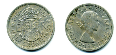 Великобритания 1/2 кроны 1960 Елизавета II (1952-2022) KM 907, Spink 4145 медно-никель 89-1225