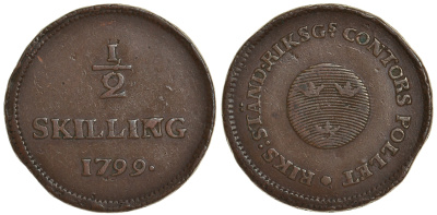 Швеция 1/2 скиллинга 1799 Густав IV Адольф (1792-1809) KM 549 медь 60-325