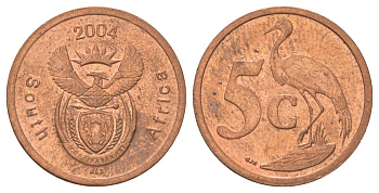 ЮАР 5 центов 2004 KM 325 сталь плакированная медью 4627-1018