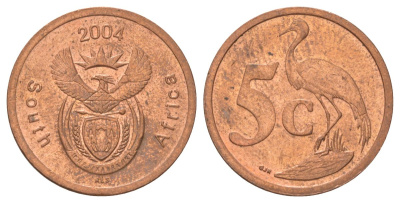 ЮАР 5 центов 2004 KM 325 сталь плакированная медью 4627-1018