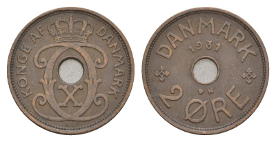 Дания 2 эре 1931 N, Кристиан X (1912-1947) KM 827 бронза 4658-237
