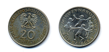 Польша 20 злотых 1979 Международный год детей KM 99 медно-никель 72-214