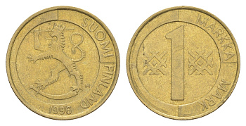 Финляндия 1 марка 1996 KM 76 алюминиевая бронза 4648-614