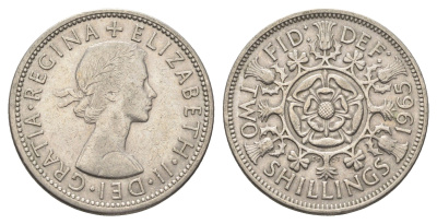 Великобритания 2 шиллинга (флорин) 1965 Елизавета II (1952-2022) KM 906, Spink 4146 медно-никель 4663-323