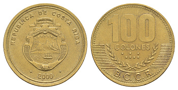 Коста-Рика 100 колонов 2000 KM 240 алюминиевая бронза UNC 4642-951