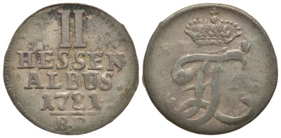 Гессен-Кассель 2 альбус 1781 BR KM 511 серебро 1522-1113