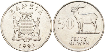 Замбия 50 нгве 1992 личи KM 30 сталь плакированная никелем 219-956
