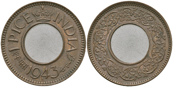 Британская Индия 1 пайс 1944 Георг VI (1936-1952) KM 533 бронза 33-1017