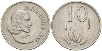ЮАР 10 ЦЕНТОВ 1965 SOUTH, ЯН ВАН РИБЕК (1619-1677), ГОЛАНДСКИЙ ИССЛЕДОВАТЕЛЬ , МОРЕПЛАВАТЕЛЬ, ОСНОВАТЕЛЬ Г. КЕЙПТАУНА, ЦВЕТОК АЛОЭ, АНГЛИЙСКАЯ ЛЕГЕНДА KM 68.1 никель 217-641