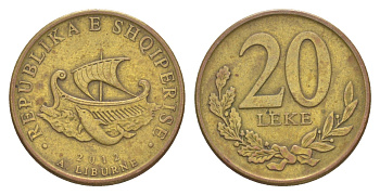 Албания 20 леков 2012 KM 78a сталь плакированная латунью 4383-116