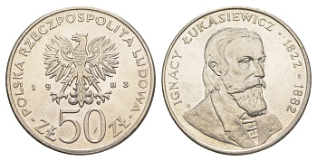 Польша 50 злотых 1983 MW, Игнатий Лукасевич KM 146 медно-никель  UNC  4634-135