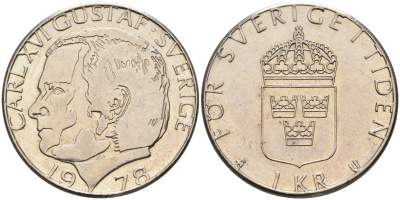 Швеция 1 крона 1978 Карл XVI Густав (1973- ) KM 852 медь плакированная медно-никелем UNC 4582-447