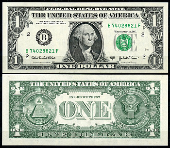 США 1 доллар 2003 серия A, Джордж Вашингтон, Cabral, Snow Pick 515 b бумага бумага  UNC (пресс) 7202-42-3