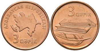 Азербайджан 3 гяпик 2006 KM 40 сталь плакированная медью UNC 4387-257