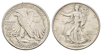 США 1/2 доллара (50 центов) 1945 S KM 142 серебро 3711-422