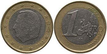 Бельгия 1 евро 2002 Альберт II (1993-2013) KM 230 биметалл 4573-1015