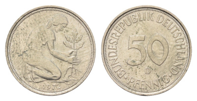 ФРГ 50 пфеннигов 1972 D KM 109, J. 384 медно-никель 4621-133