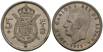 Испания 5 песет 1975 Хуан Карлос I (1975-2014) KM 807 медно-никель 4176-451