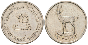 ОАЭ 25 филсов 1973 антилопа KM 4 медно-никель 4175-1136