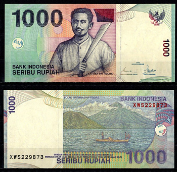 Индонезия 1000 рупий 2000/2003 Pick 141 d бумага aUNC 7205-16-3-1