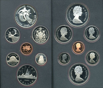 Канада набор из 7 монет 1983 XII летняя Универсиада в Эдмонтоне, оригинальная коробка и сертификат KM PS3 PROOF  5-5-1-06