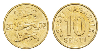 Эстония 10 сентов 2002 KM 22 латунь UNC 4647-118
