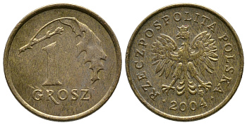 Польша 1 грош 2004 MW KM 276, Parchimowicz 701m латунь 220-428