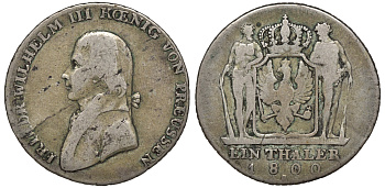 Пруссия 1 талер 1800 A, Фридрих Вильгельм III (1797-1840) KM 368, AKS 10, Dav. 2603, Kahnt 361, Thun 242 серебро 00-1067-1-23