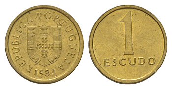 Португалия 1 эскудо 1984 KM 614 никель латунь 4625-1047