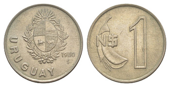 Уругвай 1 песо 1980 KM 74 медно-никель aUNC 4633-1053