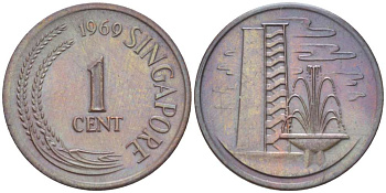 Сингапур 1 цент 1969 KM 1 бронза 4516-729