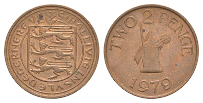 Гернси 2 пенса 1979 Елизавета II (1952-2022), ветряная мельница KM 28 бронза 4656-1113