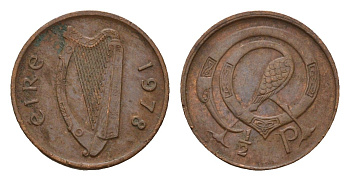 Ирландия 1/2 пенни 1978 птичка KM 19 бронза 4608-126