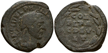 Римская Империя, Провинция Фракия, Деульт AE 244 - 249 Филипп I Араб, бюст императора / COL FLPA C DEVLT в венке бронза 1100-8-54