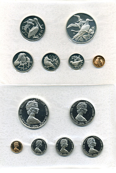 Британские Виргинские острова набор из 6 монет 1974 птицы, запайка, в оригинальной коробке с сертификатом тираж 93555 экз., KM PS2 серебро PROOF 7-7-19