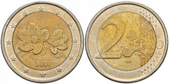 ФИНЛЯНДИЯ 2 ЕВРО 2001 М KM 105 биметалл 175-1145