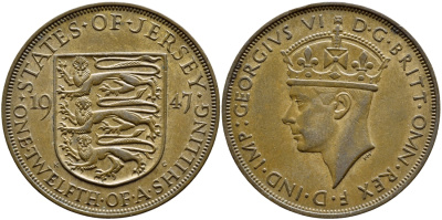 Джерси 1/12 шиллинга 1947 Георг VI (1937-1952) KM 18 бронза 51-4521