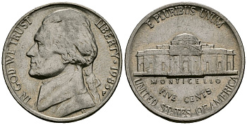 США 5 центов 1985 Джефферсон KM A192 медно-никель 4135-446