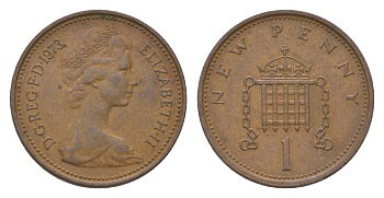 Великобритания 1 пенни 1973 Елизавета II (1952-2022) KM 915, Spink 4237 бронза UNC 4627-643