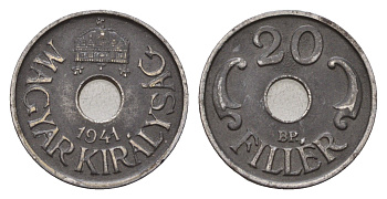 Венгрия 20 филлеров 1941 KM 520 сталь 46-2248
