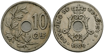 Бельгия 10 сантимов 1906 Belgique KM 52 медно-никель 4172-837