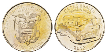 Панама 1/2 бальбоа (50 сентесимо) 2012 Панама-Вьехо - Королевский дом KM 143 медь плакированная медно-никелем UNC 4645-224