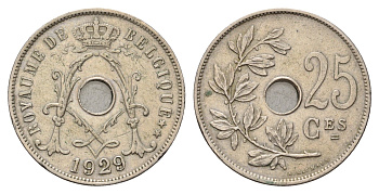 Бельгия 25 сантимов 1929 Belgique, Альберт I (1909-1934) KM 68 медно-никель 3996-632