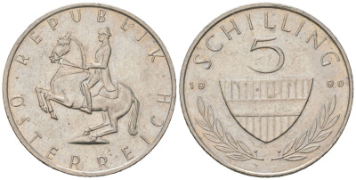 Австрия 5 шиллингов 1990 KM 2889a медно-никель 202-442