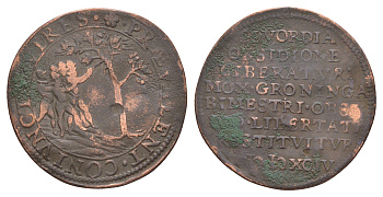 Испанские Нидерланды медаль "Осада Гронингена, Восьмидесятилетней войны" 1594 диаметр 30 мм, вес 5,29 гр Dugn 3338 медь 4127-1325