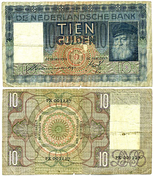 Нидерланды 10 гульденов 1938 7 сентября 1938 Pick 49 бумага 7217-83-1-2